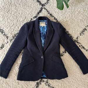 L'AGENCE Navy Textured Blazer